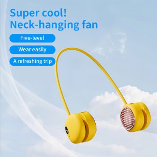 Yellow Silent Ring-style Neck Fan