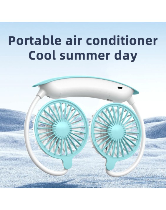 Two-Tone Simple and Convenient Neck-Hanging Fan