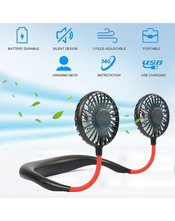 Dual-Outlet 3-Speed 360-Degree Adjustable Fan