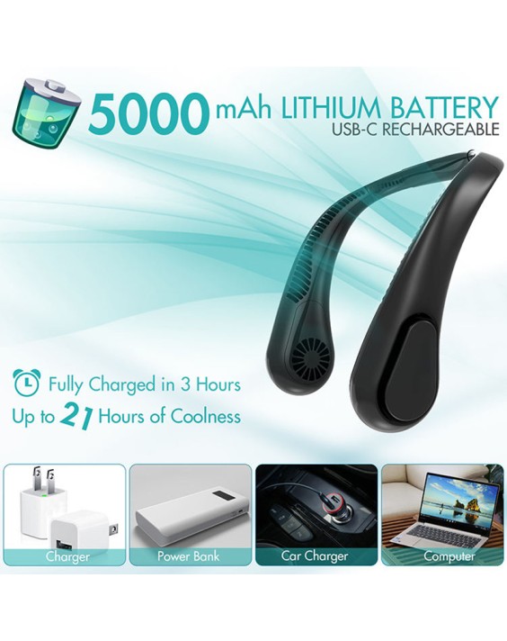 5000mAh Hands-Free Neck Fan
