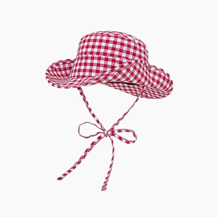 Classic Wide-Brimmed Plaid Sun Hat