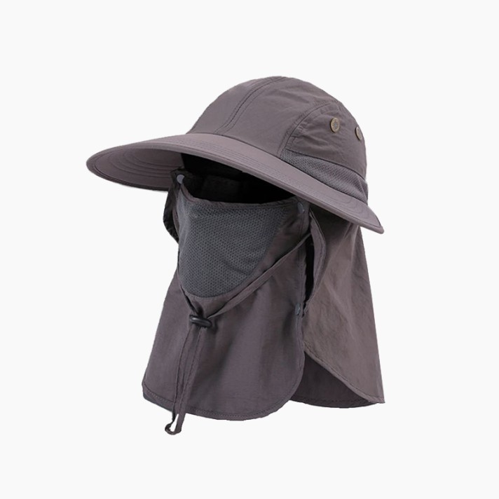 Wide-Brimmed Adjustable Sun Hat with Face Shield