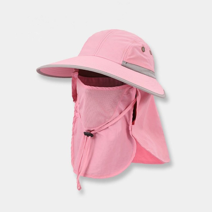 Wide-Brimmed Adjustable Sun Hat with Face Shield