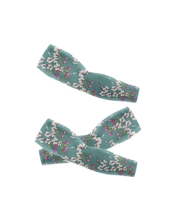 Green Printed Sun-Protection Sports Arm Sleeves