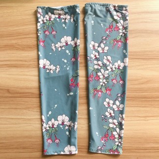 Green Printed Sun-Protection Sports Arm Sleeves