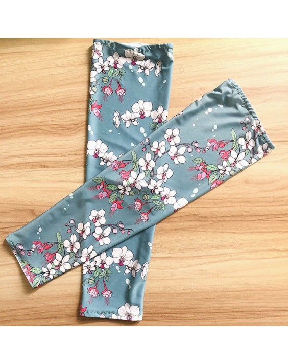 Green Printed Sun-Protection Sports Arm Sleeves